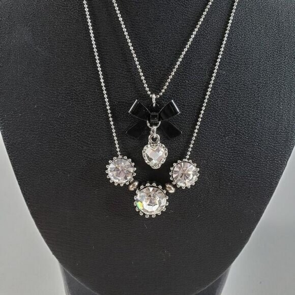 Betsey Johnson 2 tiered cubic zirconia necklace - Picture 1 of 4